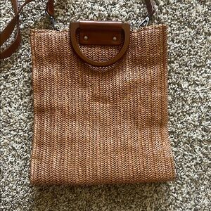 MW Woven Tote Bag with Leather Accents